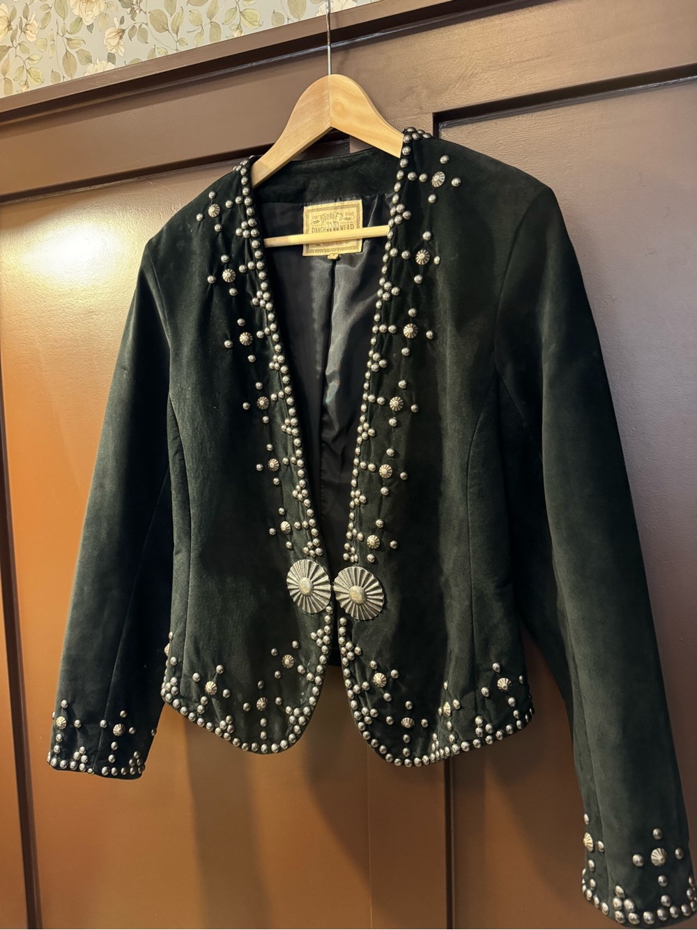 Vintage Double D Ranch Black Suede Studded Western Blazer